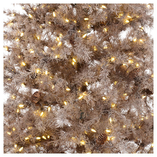 Albero di Natale marrone antico 200 cm brinato e pigne 300 led 2
