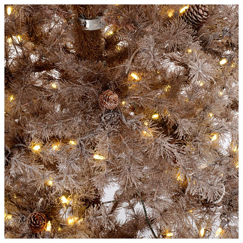 Albero di Natale marrone antico 200 cm brinato e pigne 300 led 4