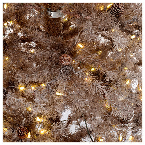 Árvore de Natal castanho antigo 200 cm cristalizado pinhas 300 led 4