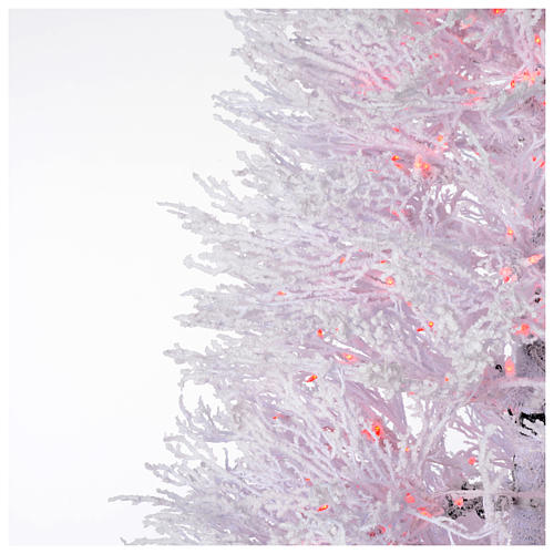 Sapin Noël enneigé blanc 210 cm Winter Glamour avec lumières rouges led 700 3