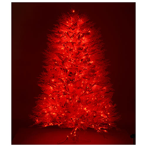 Sapin Noël enneigé blanc 210 cm Winter Glamour avec lumières rouges led 700 5