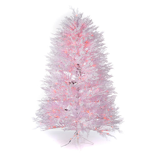 Árvore de Natal nevado branco 210 cm luzes vermelhas 700 Led 1