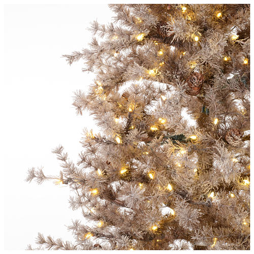 Albero di Natale marrone 270 cm brinato pigne e luci led 700 Victorian B. 3