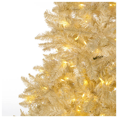 Árvore de Natal 340 cm cor de marfim 1600 luzes Led glitter ouro 3