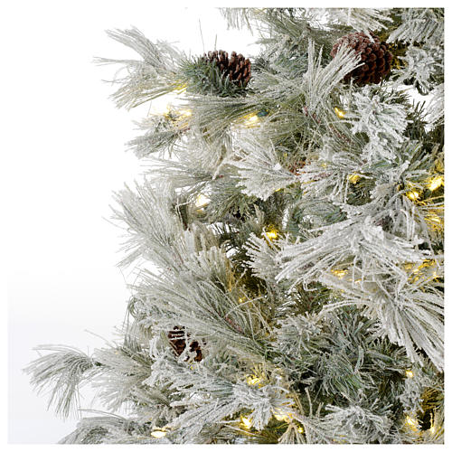 Albero di Natale 230 cm brinato pigne e brillantini 450 luci led Frosted Forest 3