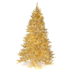 Árbol de Navidad 200 cm márfil con purpurina oro 400 luces LED