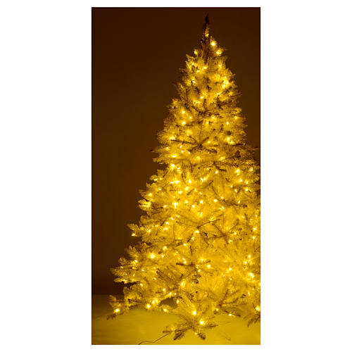 Sapin Noël 200 cm ivoire 400 lumières led paillettes dorées 5
