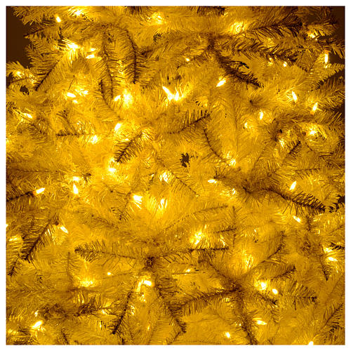 Sapin Noël 200 cm ivoire 400 lumières led paillettes dorées 6