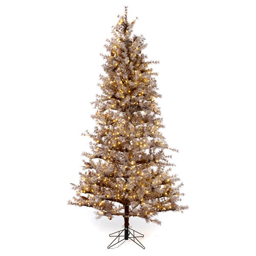 Christmas tree brown 230 cm covered with frost, pinecones and 400 led lights 1