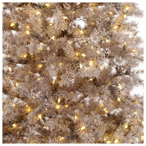 Christmas tree brown 230 cm covered with frost, pinecones and 400 led lights 2