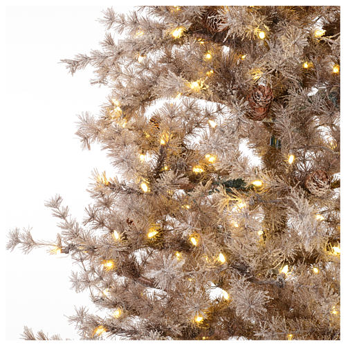 Christmas tree brown 230 cm covered with frost, pinecones and 400 led lights 3