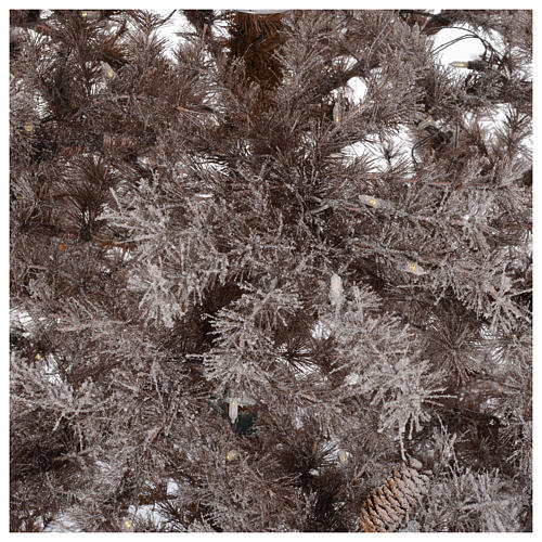 Christmas tree brown 230 cm covered with frost, pinecones and 400 led lights 4