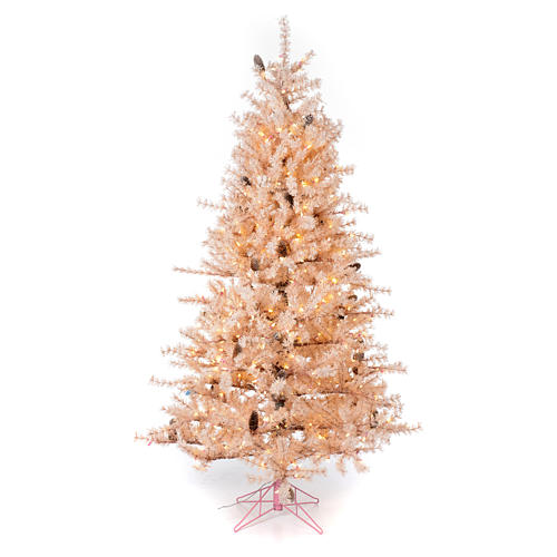 Rosa Weihnachtsbaum 200cm Zapfen und Reif 300 Leds Mod. Victorian Pink 1