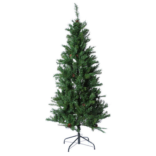 Árvore de Natal verde 150 cm com pinhas Slim memória de forma Nuremberga 1