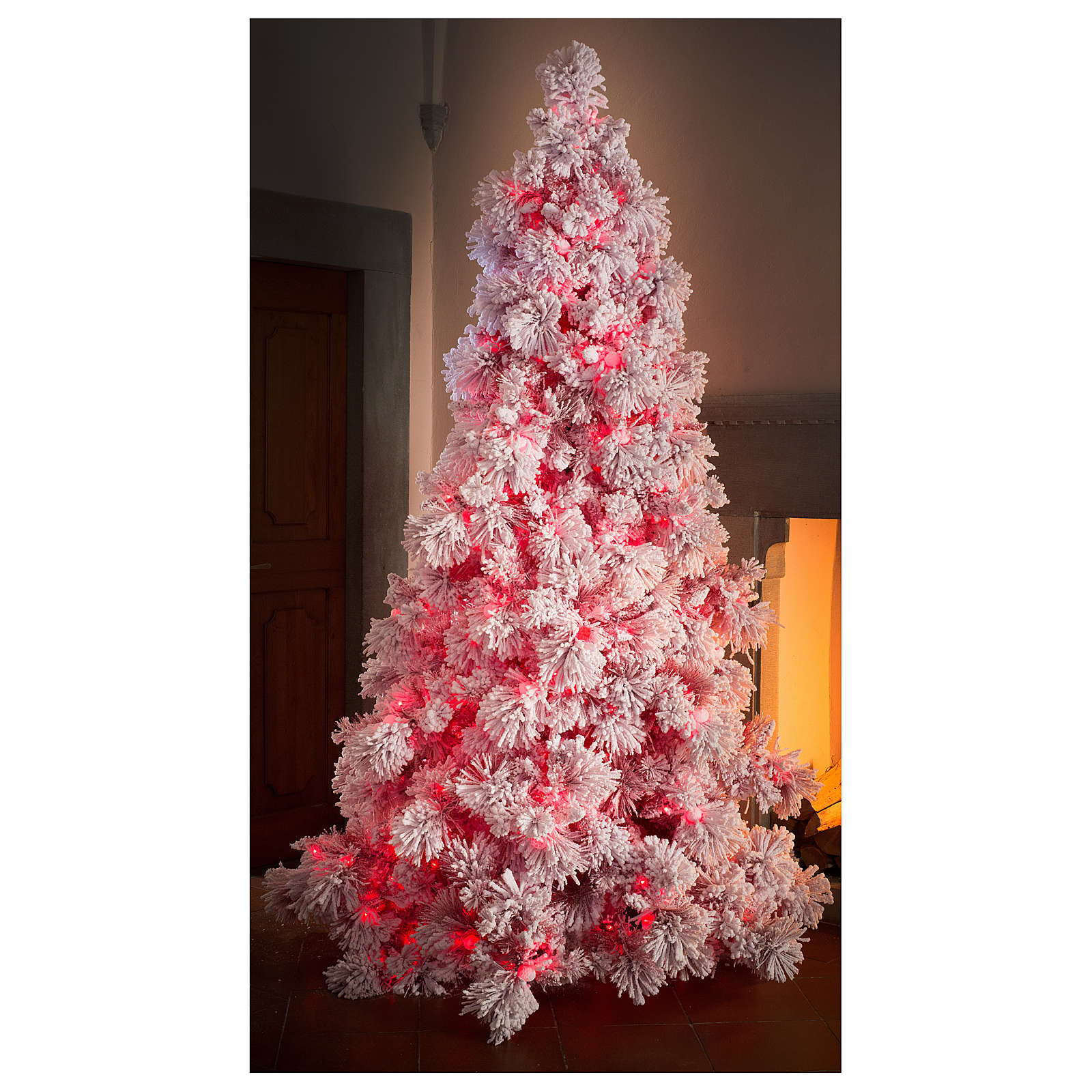 Sapin de Noël 230 cm Red Velvet enneigé 500 lumières Led | vente en