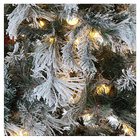 Sapin de Noël 230 cm enneigé pommes de pin naturelles 450 lumières ´éco Led pour intérieur feel-real