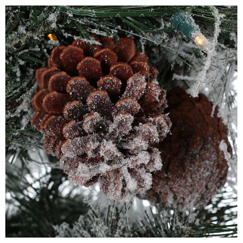 Sapin de Noël 230 cm enneigé pommes de pin naturelles 450 lumières ´éco Led pour intérieur feel-real 4