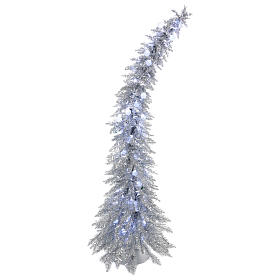 Sapin de Noël 180 cm Fancy Silver pointe pliable 300 lumières Led pour intérieur et extérieur