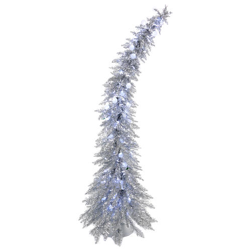 Sapin de Noël 180 cm Fancy Silver pointe pliable 300 lumières Led pour intérieur et extérieur 1