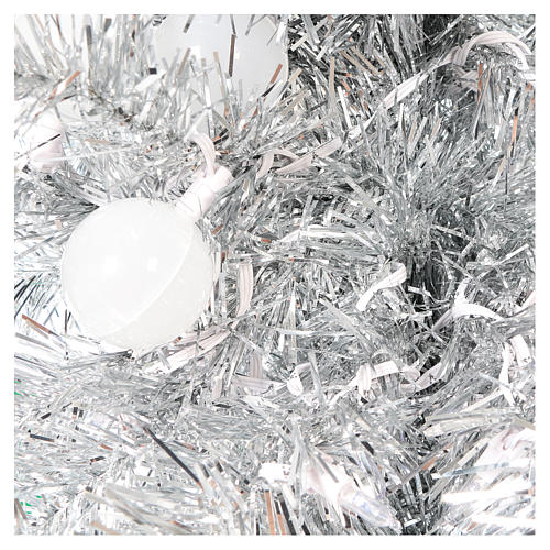 Sapin de Noël 180 cm Fancy Silver pointe pliable 300 lumières Led pour intérieur et extérieur 3
