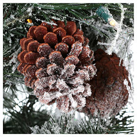 Sapin de Noël 340 cm pin enneigé avec pommes de pin naturelles 1000 lumières Eco Led intérieur feel real