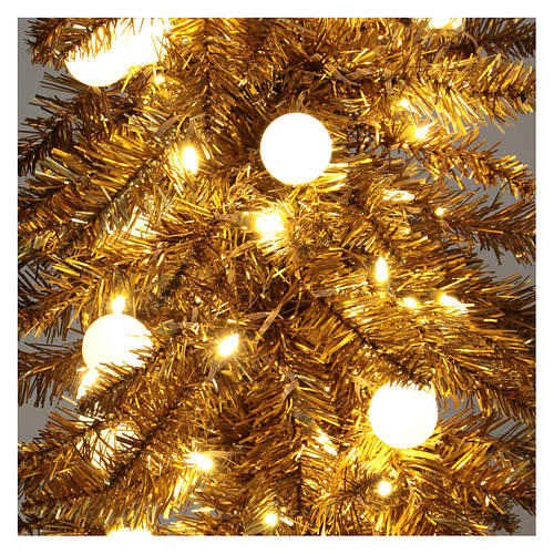 Sapin de Noël 180 cm Fancy Gold pointe pliable 300 lumières Led pour intérieur et extérieur 2