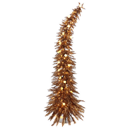 Albero di Natale 180 cm Fancy Gold abete oro punta modellabile 300 eco led interno esterno 1