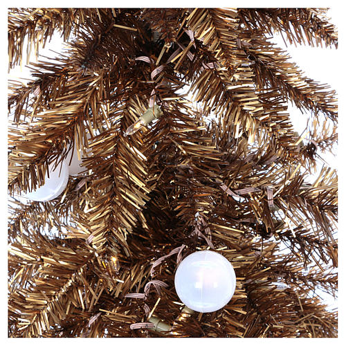 Albero di Natale 180 cm Fancy Gold abete oro punta modellabile 300 eco led interno esterno 3