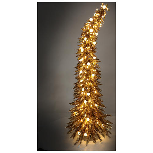 Albero di Natale 180 cm Fancy Gold abete oro punta modellabile 300 eco led interno esterno 5