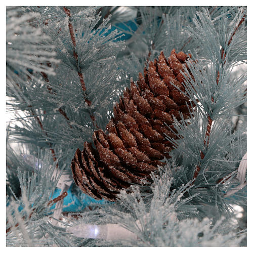 Weihnachtsbaum Mod. Victorian Blue 210cm Schnee und Zapfen 350 Led 5