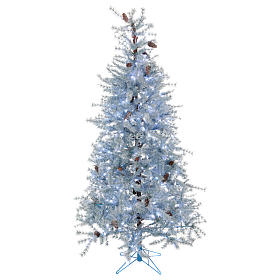 Christmas tree Victorian Blue, with natural pine cones, fake ice and 350 eco LEDs for indoor and outdoor use, 210 cm