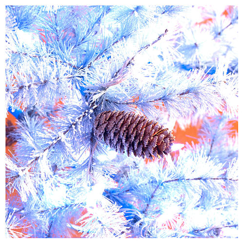 Sapin de Noël 210 cm Victorian Blue givré bleu pommes de pin naturelles 350 lumières Led intérieur et extérieur 6