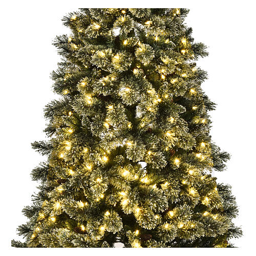 Albero Di Natale Artificiale DREAMADE Con Luci LED, 230 Cm, Innevato, Verde-bianco, Base Metallo