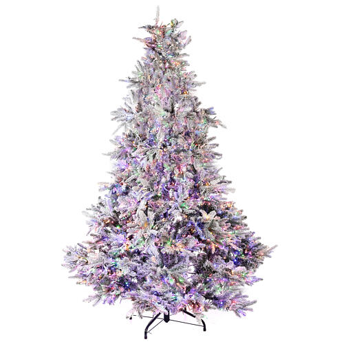 Artificial Christmas tree 210 cm Poly 2400 3 colored LEDs Andorra Frosted 1