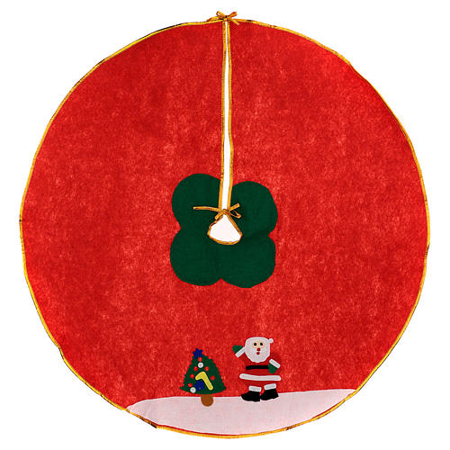 Cache-pied sapin de Noël rouge feutre 100 cm Père Noël 1