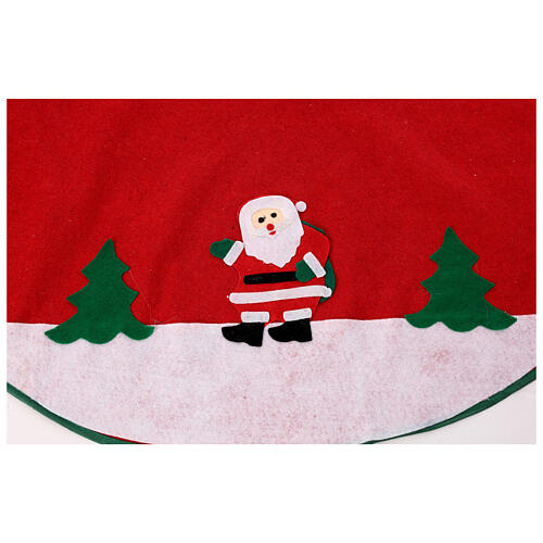 Copribase albero di Natale rosso panno 100 cm Babbo Natale 4