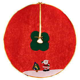 Okrycie na stojak choinki, czerwony materiał, 100 cm, Święty Mikołaj