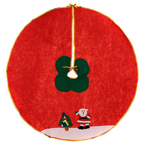 Okrycie na stojak choinki, czerwony materiał, 100 cm, Święty Mikołaj 1
