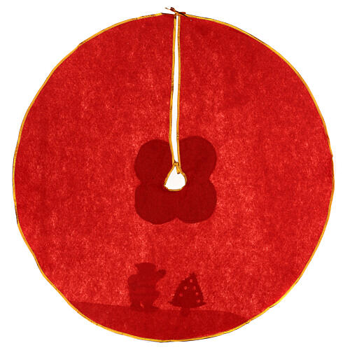Okrycie na stojak choinki, czerwony materiał, 100 cm, Święty Mikołaj 4