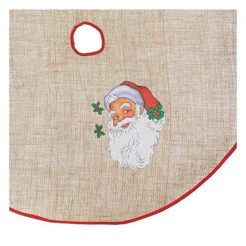 Cache-pied jute pour sapin impression Père Noël 100 cm 2