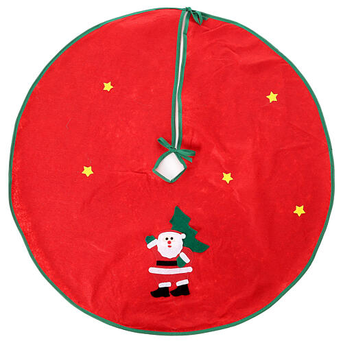 Copribase rosso per albero Natale Babbo Natale stelle 77 cm 1