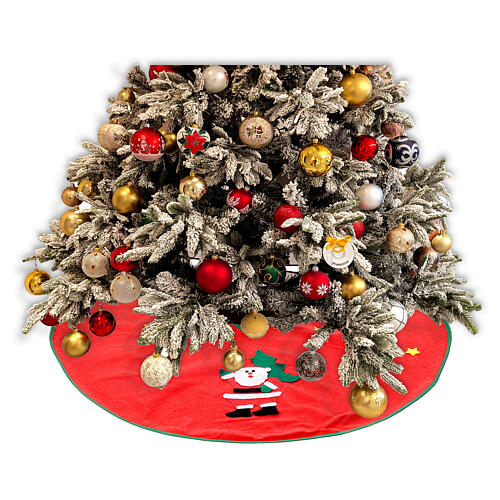 Copribase rosso per albero Natale Babbo Natale stelle 77 cm 2
