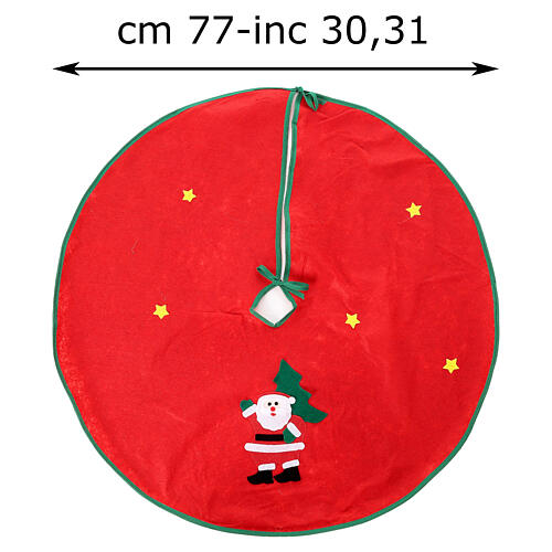 Copribase rosso per albero Natale Babbo Natale stelle 77 cm 3