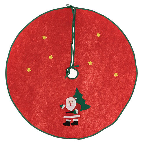 Okrycie na stojak choinkowy czerwone, Boże Narodzenie, Święty Mikołaj, gwiazdy, 77 cm 1