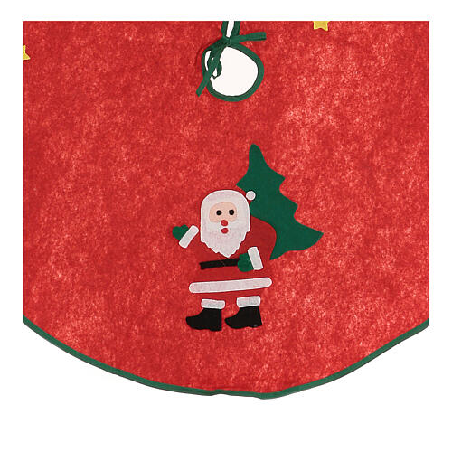 Okrycie na stojak choinkowy czerwone, Boże Narodzenie, Święty Mikołaj, gwiazdy, 77 cm 2