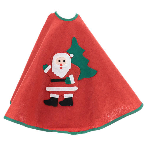 Red Christmas tree skirt with Santa Claus 30 in 3