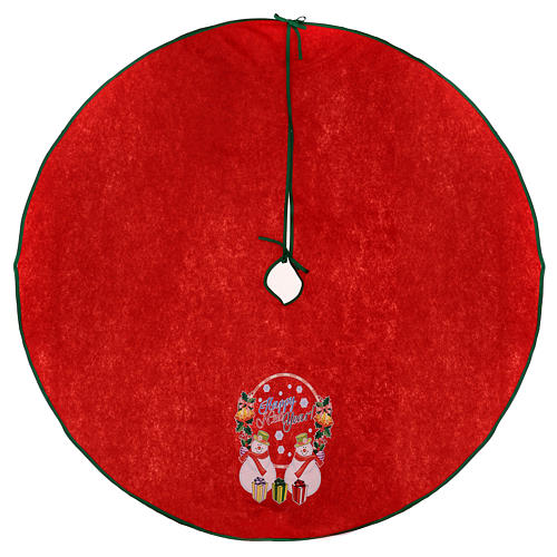 Weihnachtsbaum-Fussabdeckung roten Polyester mit Schneemännchen 120cm 1