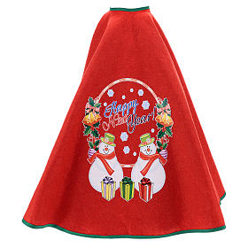 Christmas Tree base cover, red with happy new year writing 120 cm s3