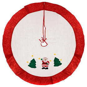 Christmas Tree base cover, white with red edge 105 cm