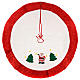 Falda cubre base Árbol de Navidad blanco borde rojo 105 cm s1